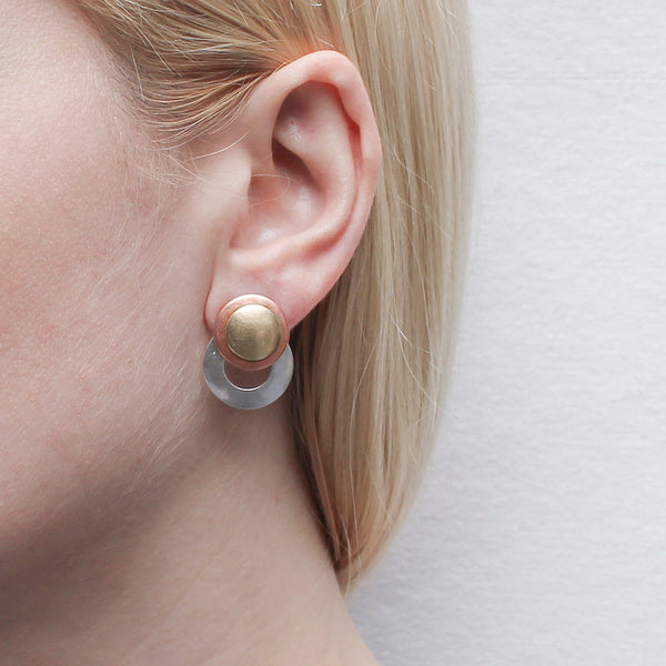 Medium Ring With Stacked Discs Post or Clip Earring