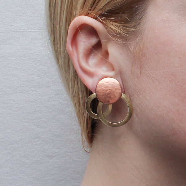 Large Layered Rings with Medium Disc Clip Earring