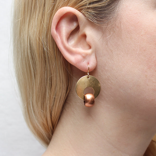 Cutout Disc with Large Bead Wire Earring