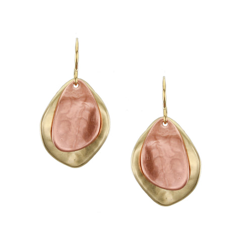Small Two Toned Hammered Petal Wire Earring