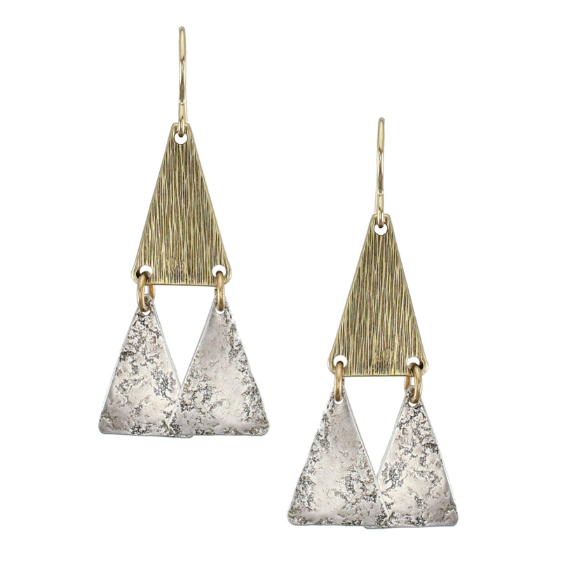 Tiered Textured Triangles Wire Earring