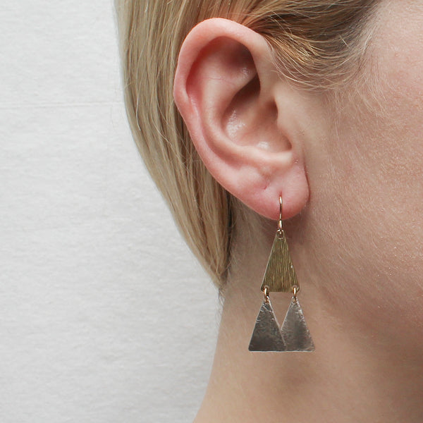 Tiered Textured Triangles Wire Earring