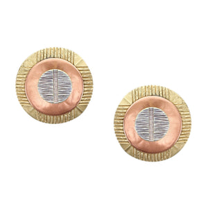 Layered Textured Discs Post or Clip Earring