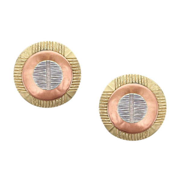 Layered Textured Discs Post or Clip Earring