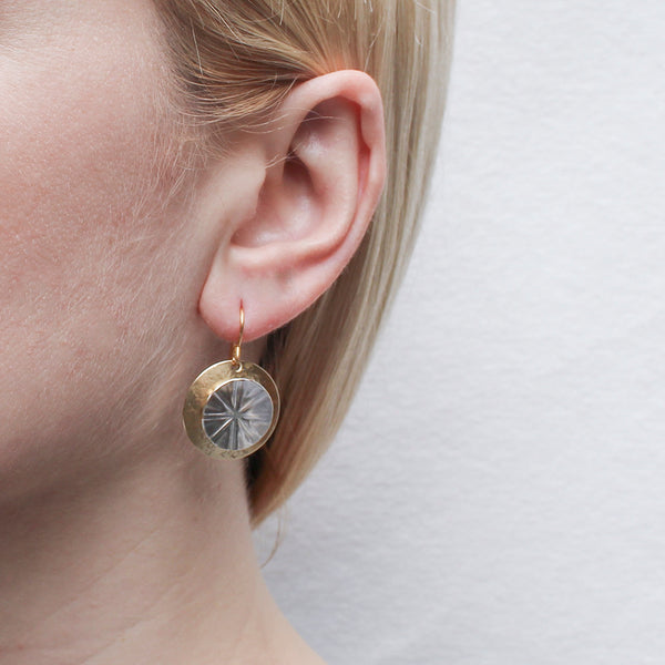 Layered Textured Discs Wire Earring
