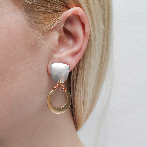Tapered Square and Crescent with Beads Earring