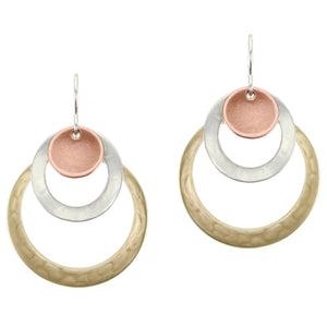 Rings and Dished Disc Layered Wire Earring