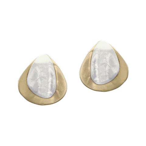 Layered Hammered Petals Post or Clip Earring