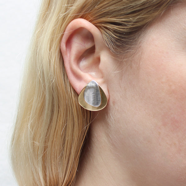 Layered Hammered Petals Post or Clip Earring