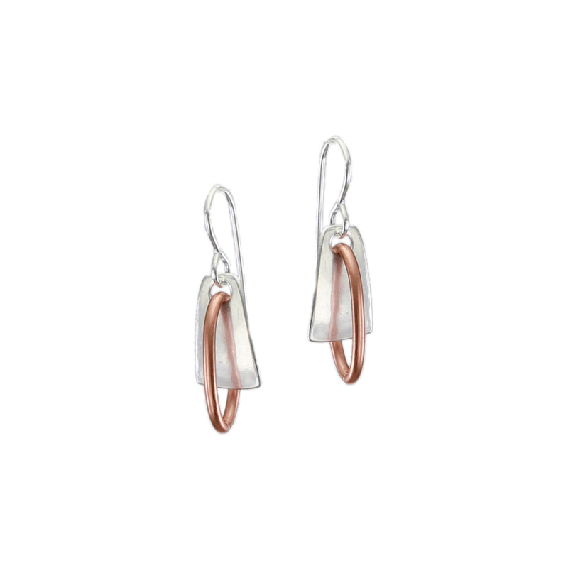 Small Tapered Rectangle with Oval Ring Wire Earring