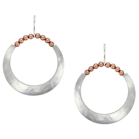 Large Crescent with Beads Wire Earring