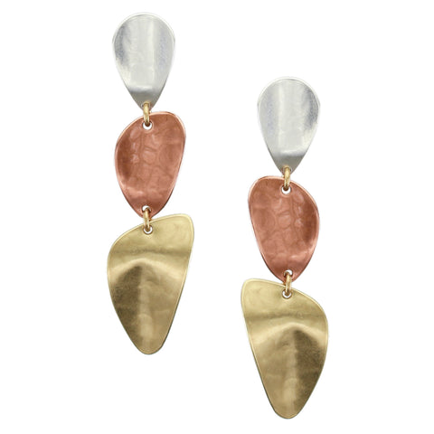 Three Piece Graduated Hammered Petals Earring