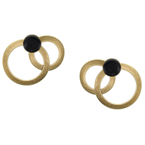 Large Layered Rings with Black Cabochon Post Earring