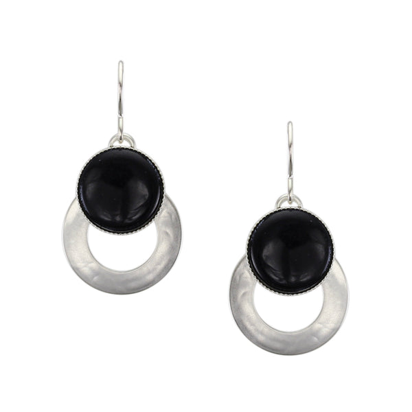 Ring with Medium Black Cabochon Wire Earring