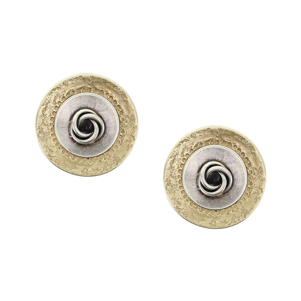 Layered Textured Discs with Knot Post or Clip Earring
