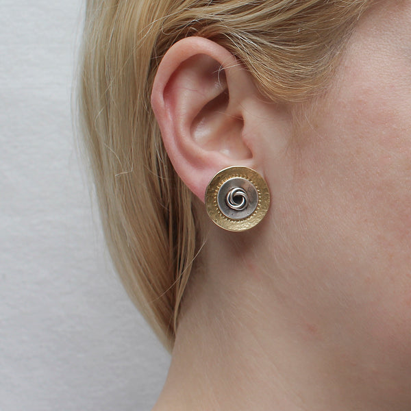 Layered Textured Discs with Knot Post or Clip Earring