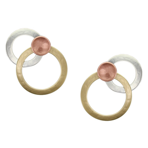 Large Layered Rings with Dished Disc Post Earring