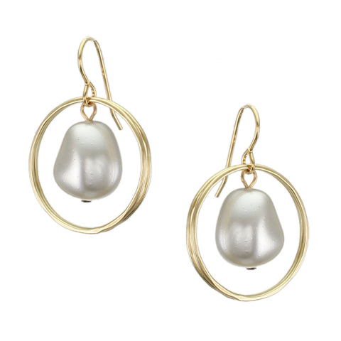 Two Rings with Organic Grey Pearl Wire Earring