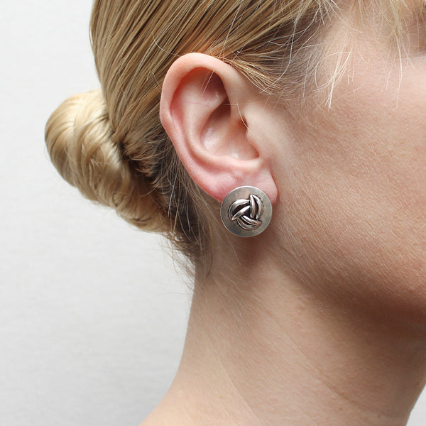 Disc with Layered Leaves Post Earring