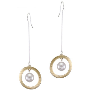 Extended Ring and Pearl Drop Wire Earring