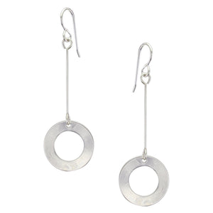 Extended Dished Ring Drop Wire Earring