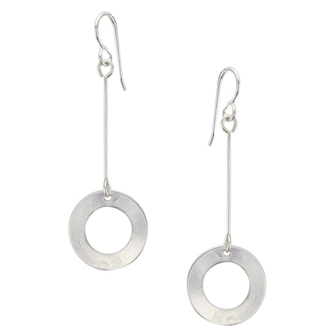 Extended Dished Ring Drop Wire Earring