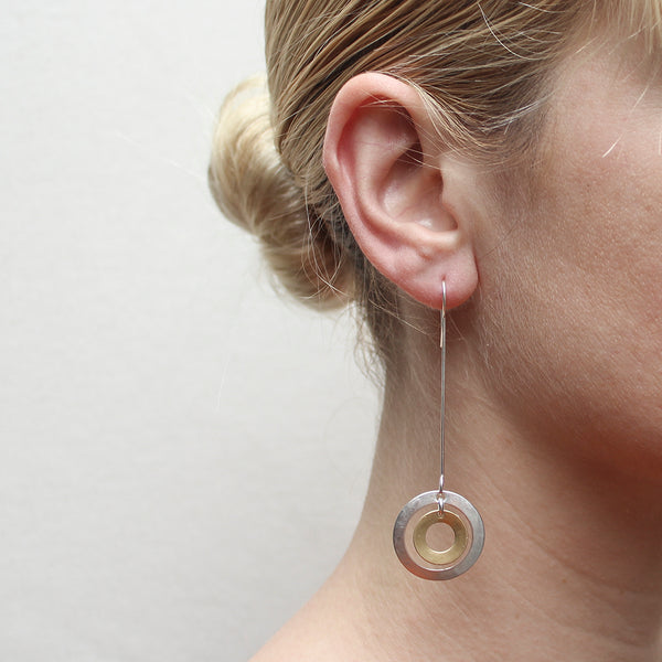 Extended Cutout Discs Drop Wire Earring