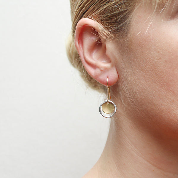 Small Extended Ring and Disc Drop Wire Earring