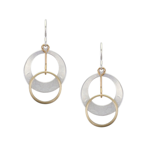 Small Dished Cutout Disc with Extended Ring Drop Wire Earring
