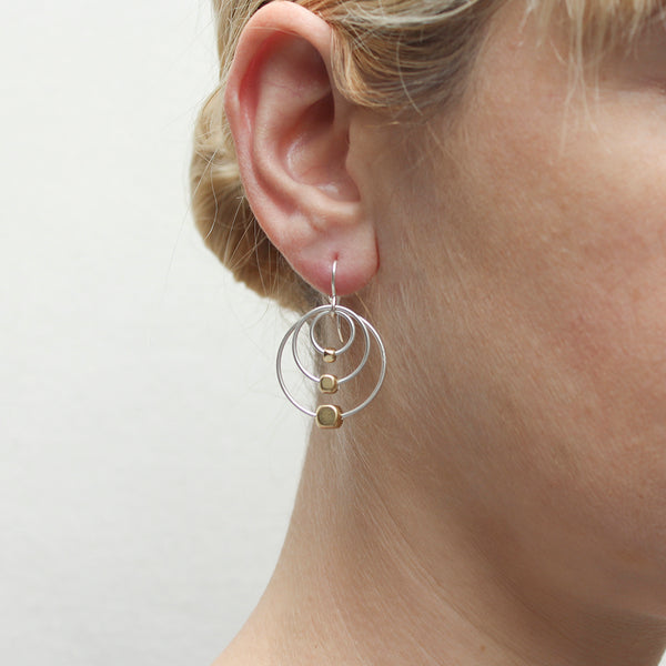 Triple Rings with Beads Wire Earring