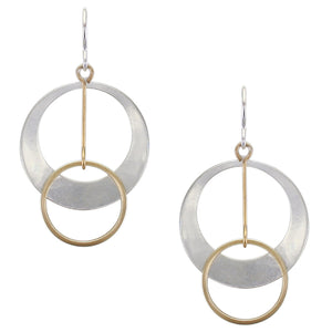 Medium Dished Cutout Disc with Extended Ring Drop Wire Earring