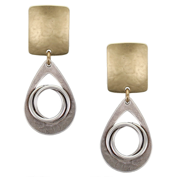 Rounded Rectangle and Cutout Teardrop with Thin Knot Clip or Post Earring
