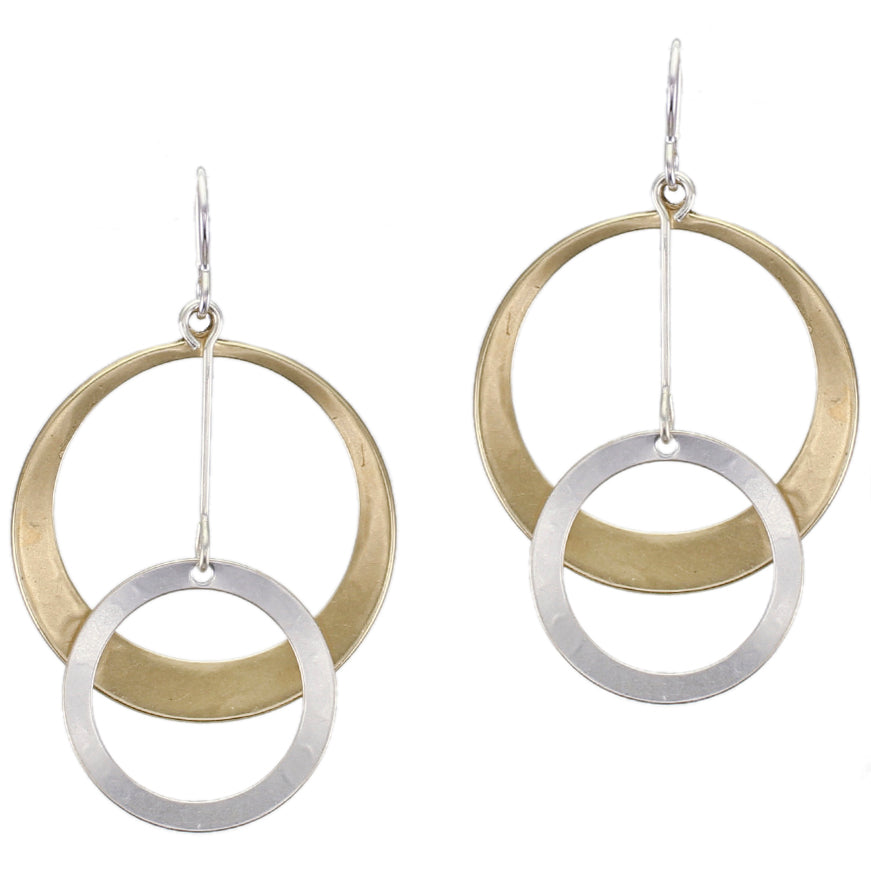 Large Dished Cutout Disc with Extended Ring Drop Wire Earring