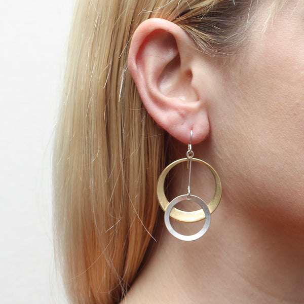Large Dished Cutout Disc with Extended Ring Drop Wire Earring