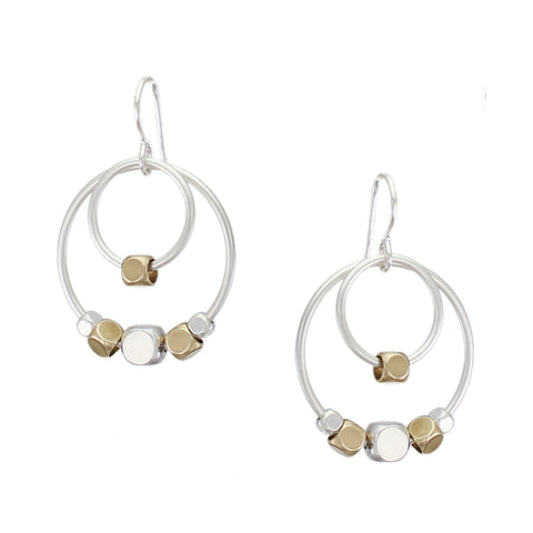 Double Rings with Beads Wire Earring