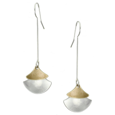 Extended Layered Rounded Triangles Drop Wire Earring
