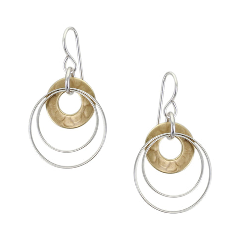 Cutout Disc with Double Thin Rings Wire Earring