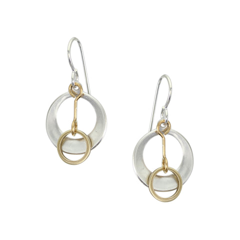 Extra Small Dished Cutout Disc with Extended Ring Drop Wire Earring