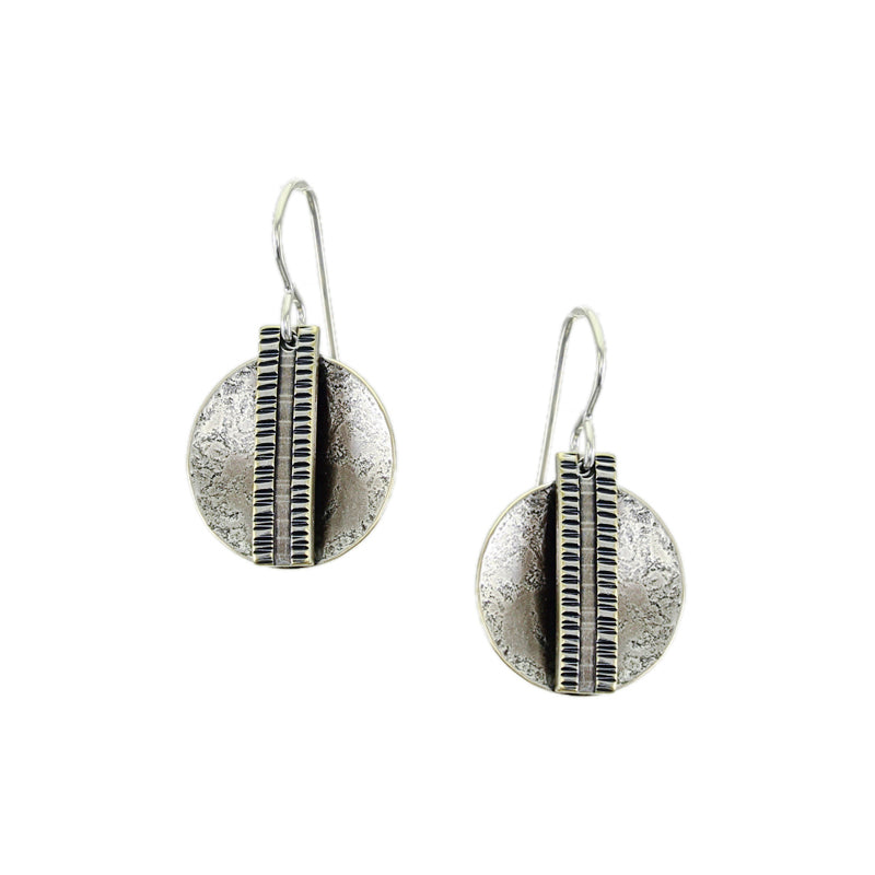 Small Dished Disc with Patterned Rectangle Wire Earring