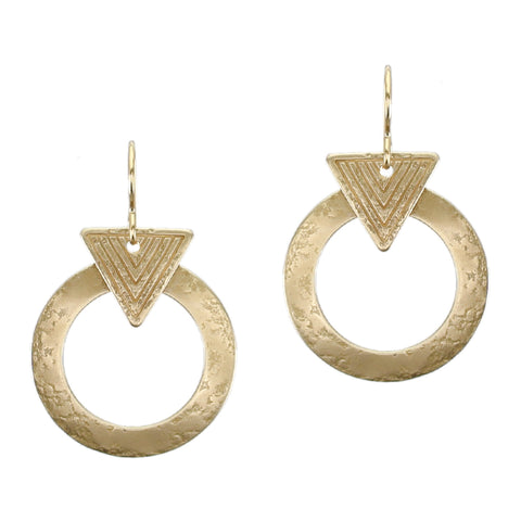 Patterned Triangle with Ring Wire Earring