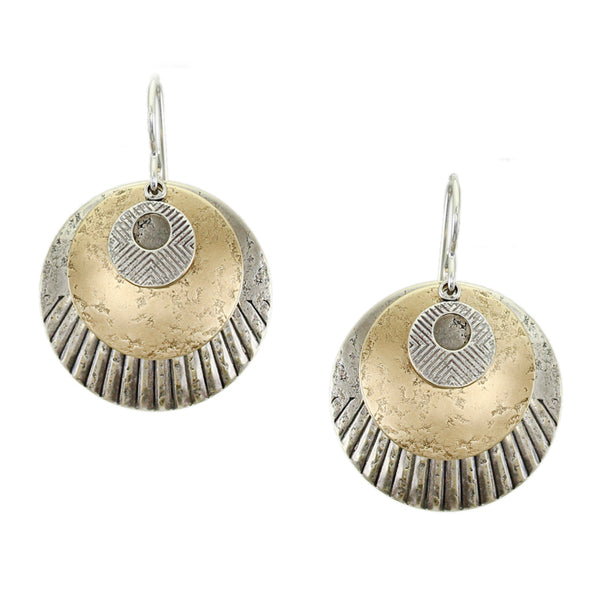 Three Domed Layered Discs Wire Earring