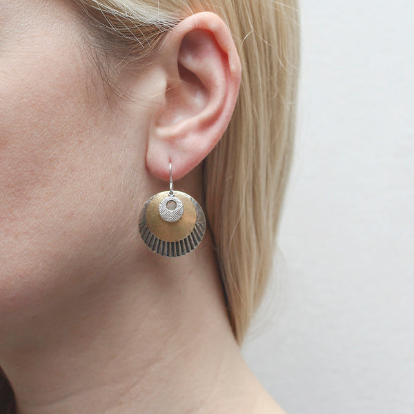 Three Domed Layered Discs Wire Earring