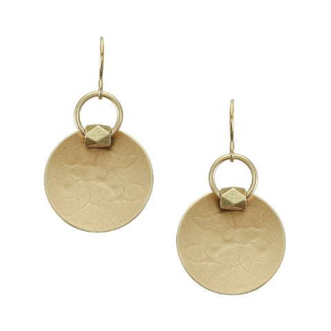 Small Dished Disc with Bead and Ring Wire Earring