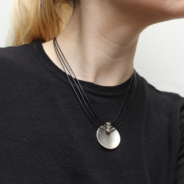 Dished Disc with Three Beads Necklace
