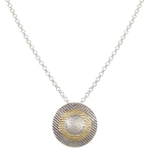 Layered Patterned Discs Medallion Necklace