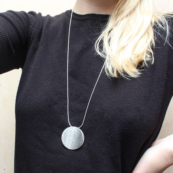 Large Back To Back Concave Discs Long Necklace