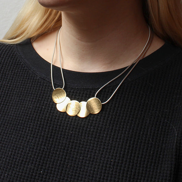 Overlapping Curved Discs Necklace