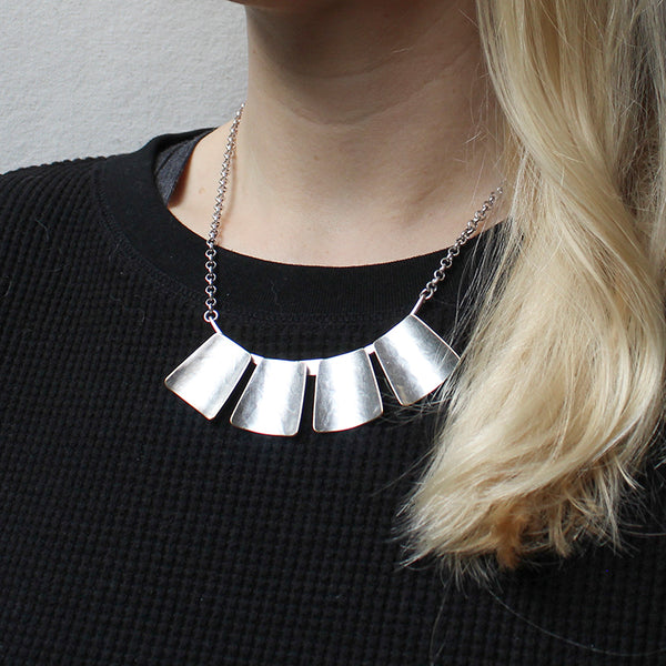 Five Curved Tapered Rectangles Necklace