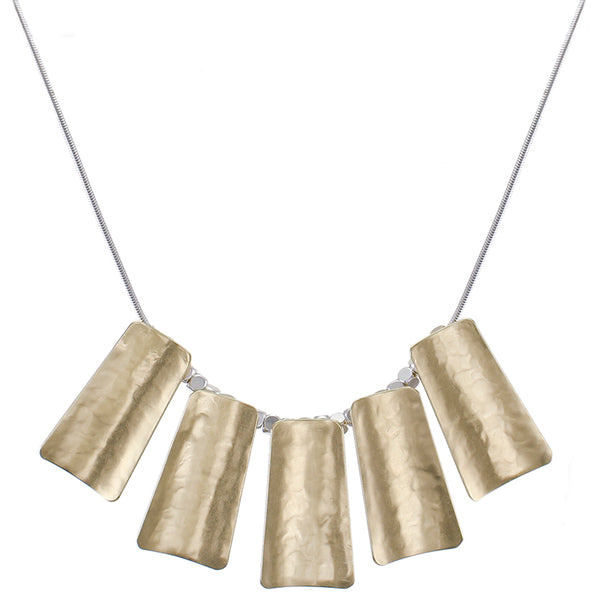 Five Long Curved Tapered Rectangles Necklace