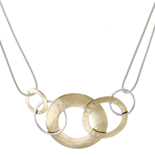 Large Interlocking Wide and Thin Rings Necklace